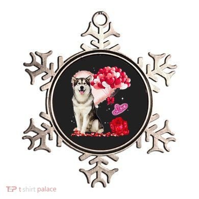 Cute Alaskan Malamute Balloon Heart Valentine's Day Ornament