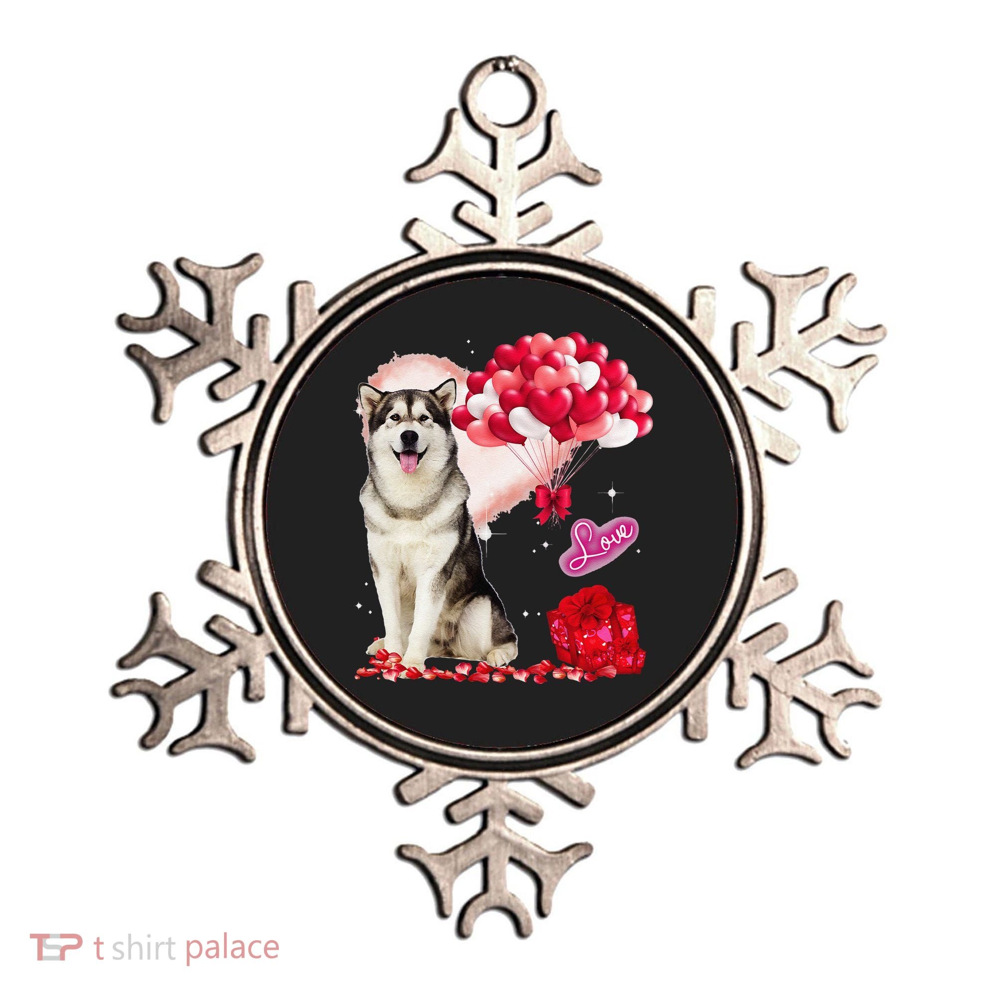 Cute Alaskan Malamute Balloon Heart Valentine's Day Ornament