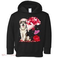 Cute Alaskan Malamute Balloon Heart Valentine's Day Toddler Hoodie thumb 0