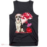 Cute Alaskan Malamute Balloon Heart Valentine's Day Tank Top thumb 0