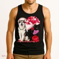 Cute Alaskan Malamute Balloon Heart Valentine's Day Tank Top thumb 3