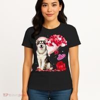 Cute Alaskan Malamute Balloon Heart Valentine's Day Women's T-Shirt thumb 4