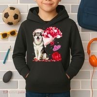 Cute Alaskan Malamute Balloon Heart Valentine's Day Kids Hoodie thumb 2