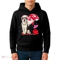 Cute Alaskan Malamute Balloon Heart Valentine's Day Kids Hoodie thumb 4