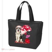 Cute Alaskan Malamute Balloon Heart Valentine's Day Tote Bag thumb 3