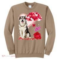 Cute Alaskan Malamute Balloon Heart Valentine's Day Sweatshirt thumb 0