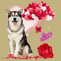 Cute Alaskan Malamute Balloon Heart Valentine's Day Polo thumb 2