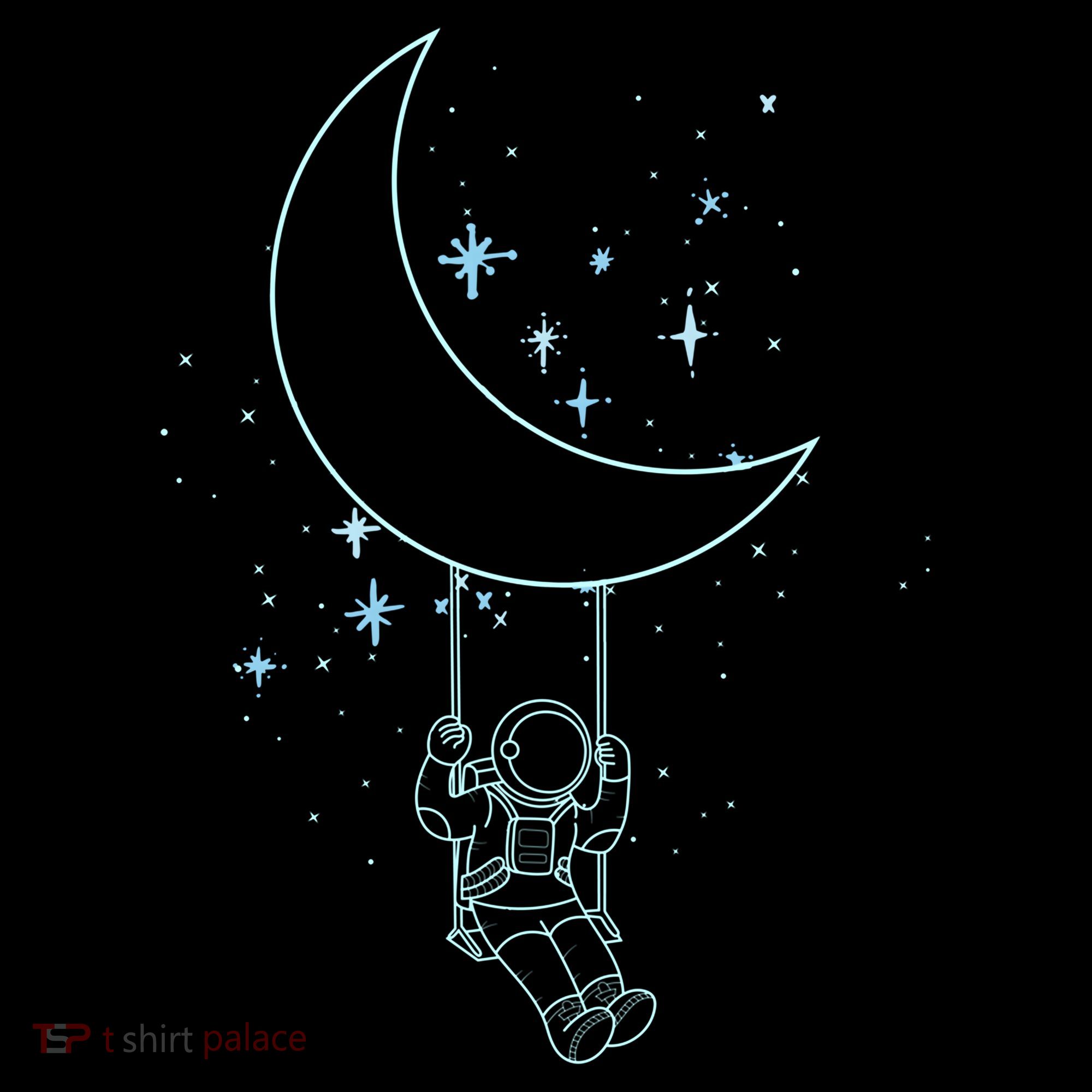 Cute Astronaut Moon Swing Graphic Tees Gift Women's Hoodie