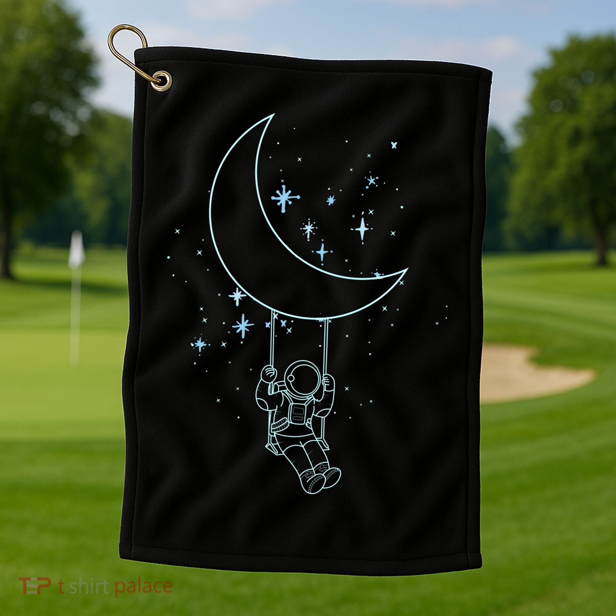 Cute Astronaut Moon Swing Graphic Tees Gift Golf Towel