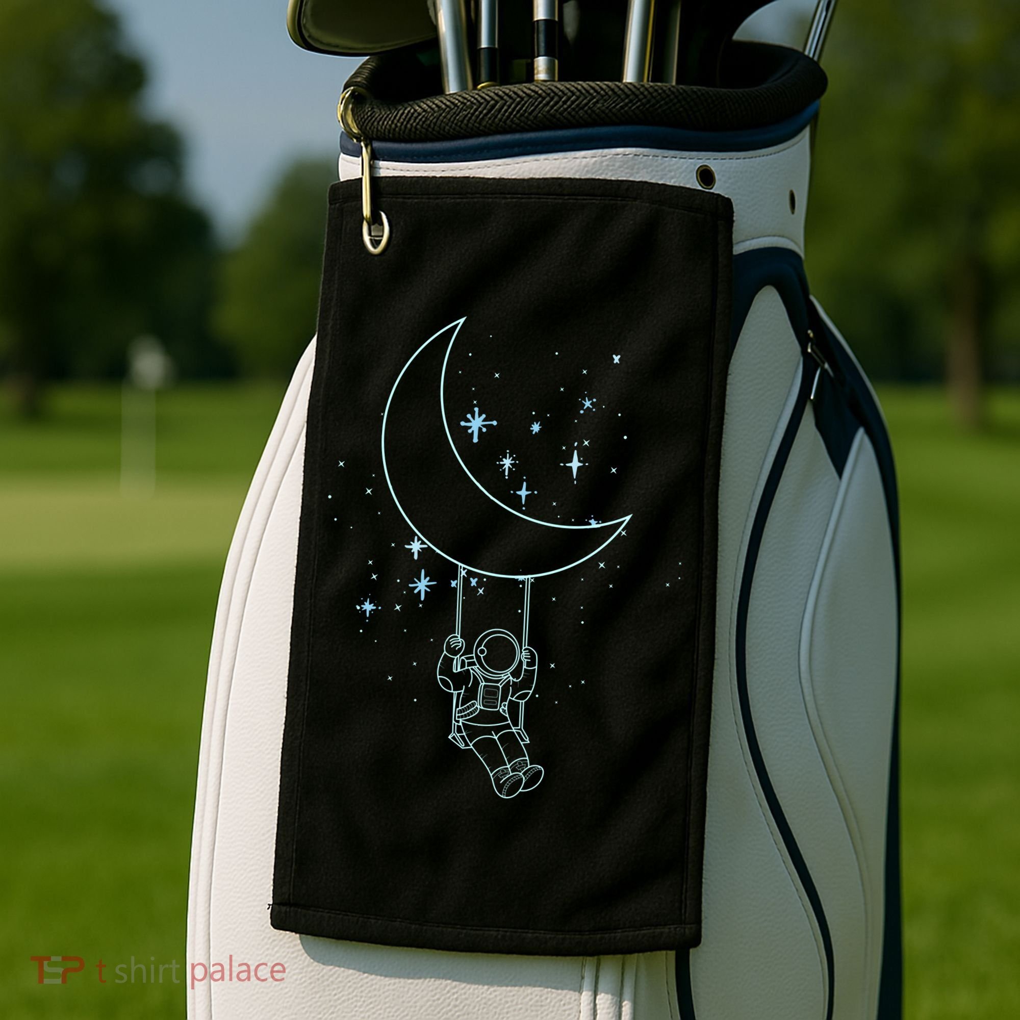 Cute Astronaut Moon Swing Graphic Tees Gift Golf Towel