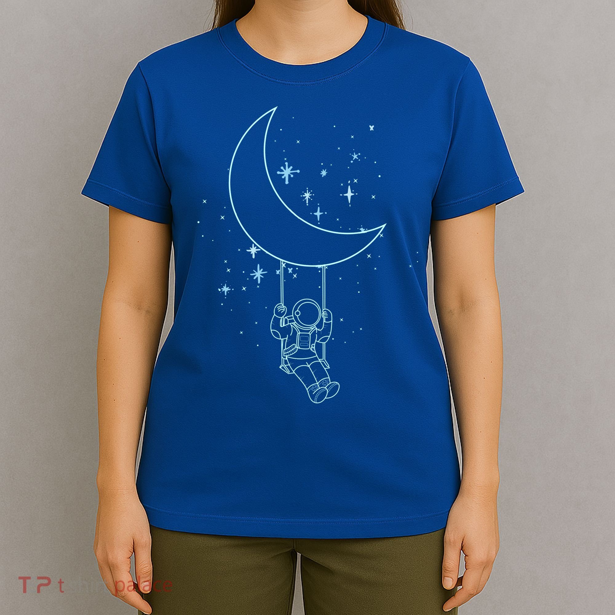 Cute Astronaut Moon Swing Graphic Tees Gift T-Shirt
