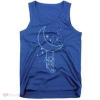 Cute Astronaut Moon Swing Graphic Tees Gift Tank Top thumb 0