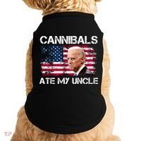 Cannibals Ate My Uncle Us Flag Biden Vinatge Doggie Tank thumb 0
