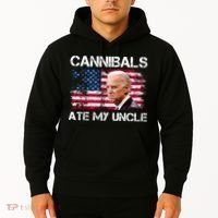 Cannibals Ate My Uncle Us Flag Biden Vinatge Hoodie thumb 2