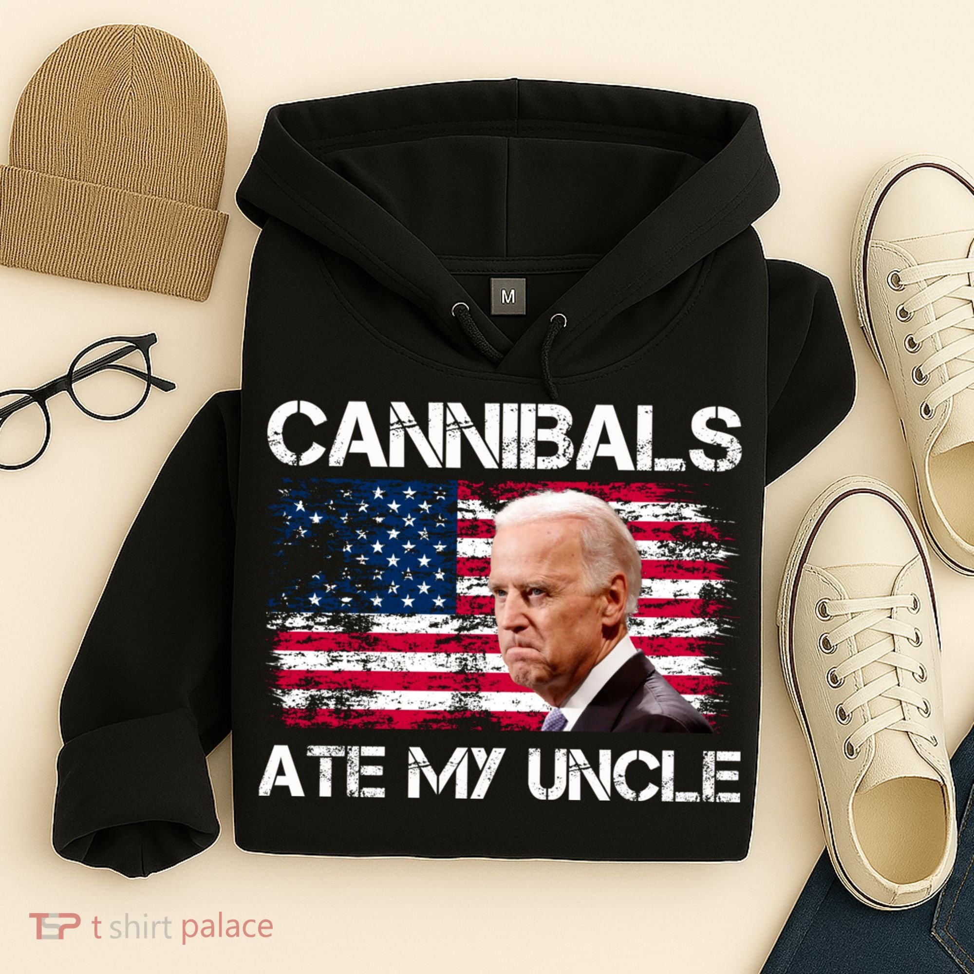 Cannibals Ate My Uncle Us Flag Biden Vinatge Hoodie
