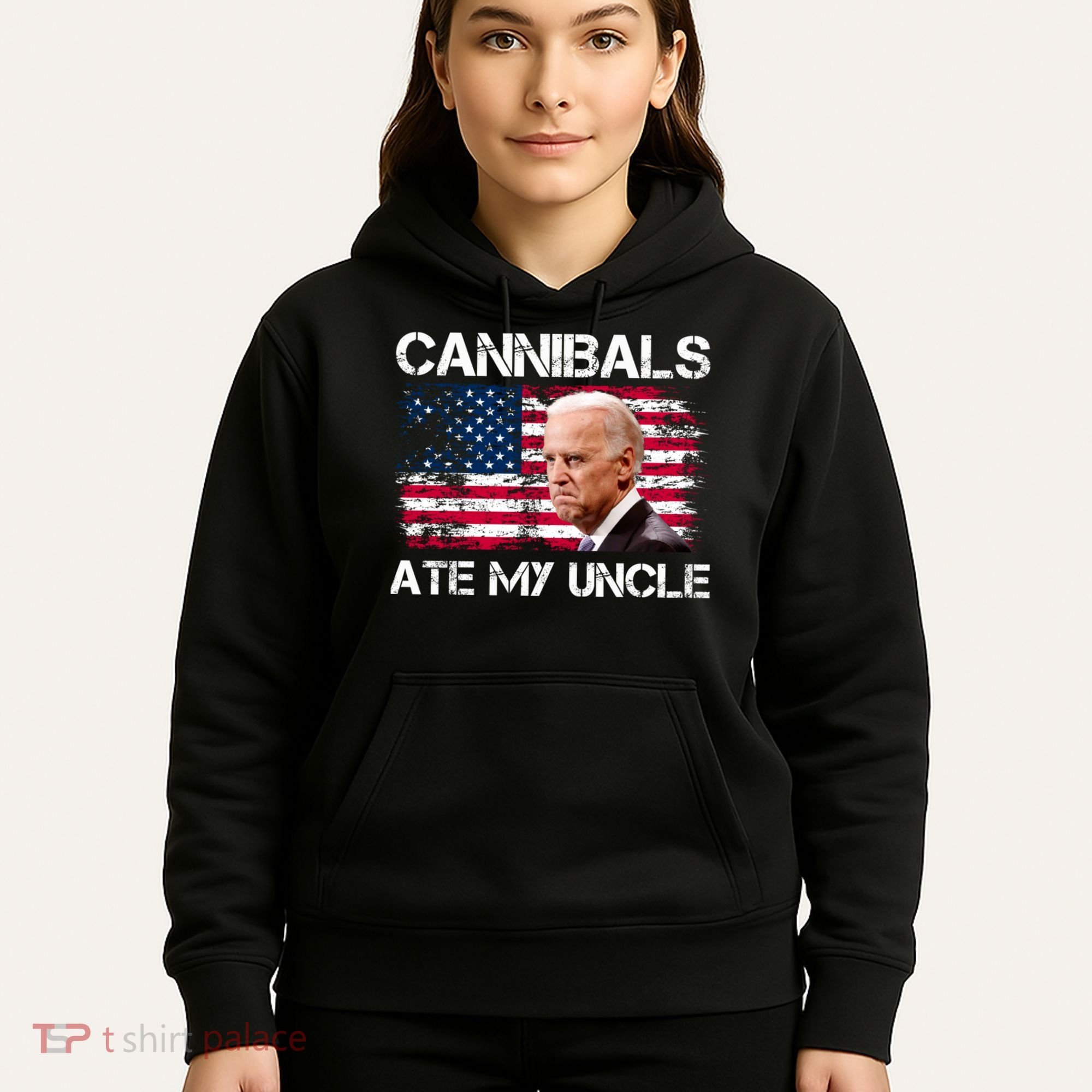 Cannibals Ate My Uncle Us Flag Biden Vinatge Hoodie