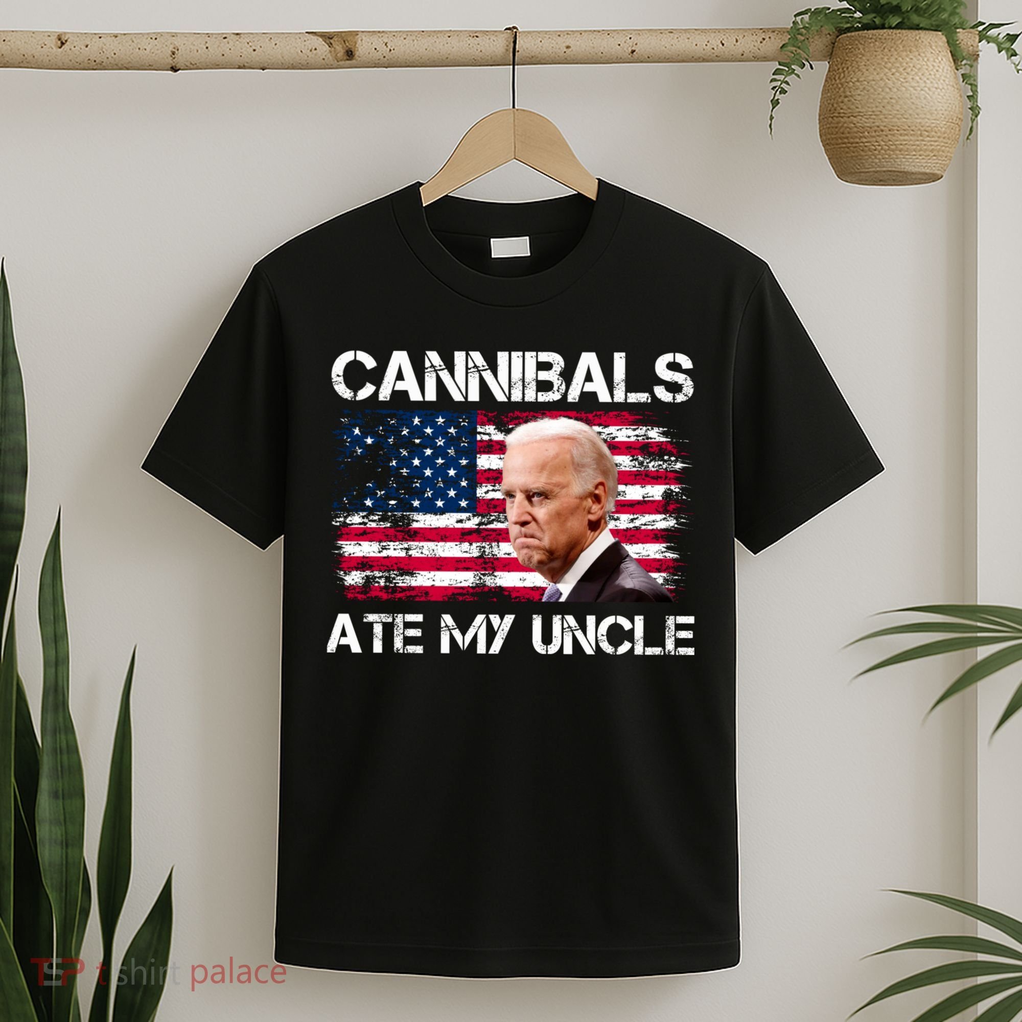 Cannibals Ate My Uncle Us Flag Biden Vinatge T-Shirt