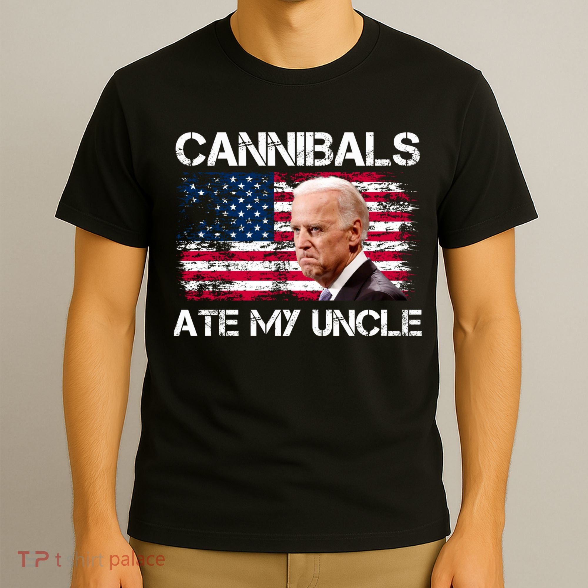Cannibals Ate My Uncle Us Flag Biden Vinatge T-Shirt