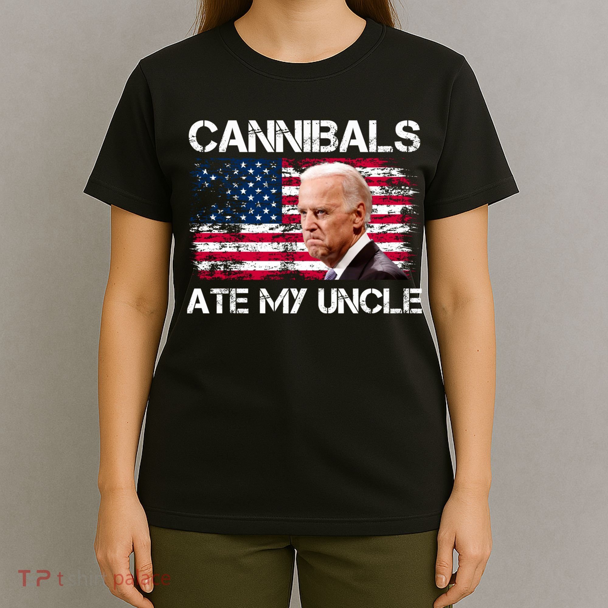 Cannibals Ate My Uncle Us Flag Biden Vinatge T-Shirt