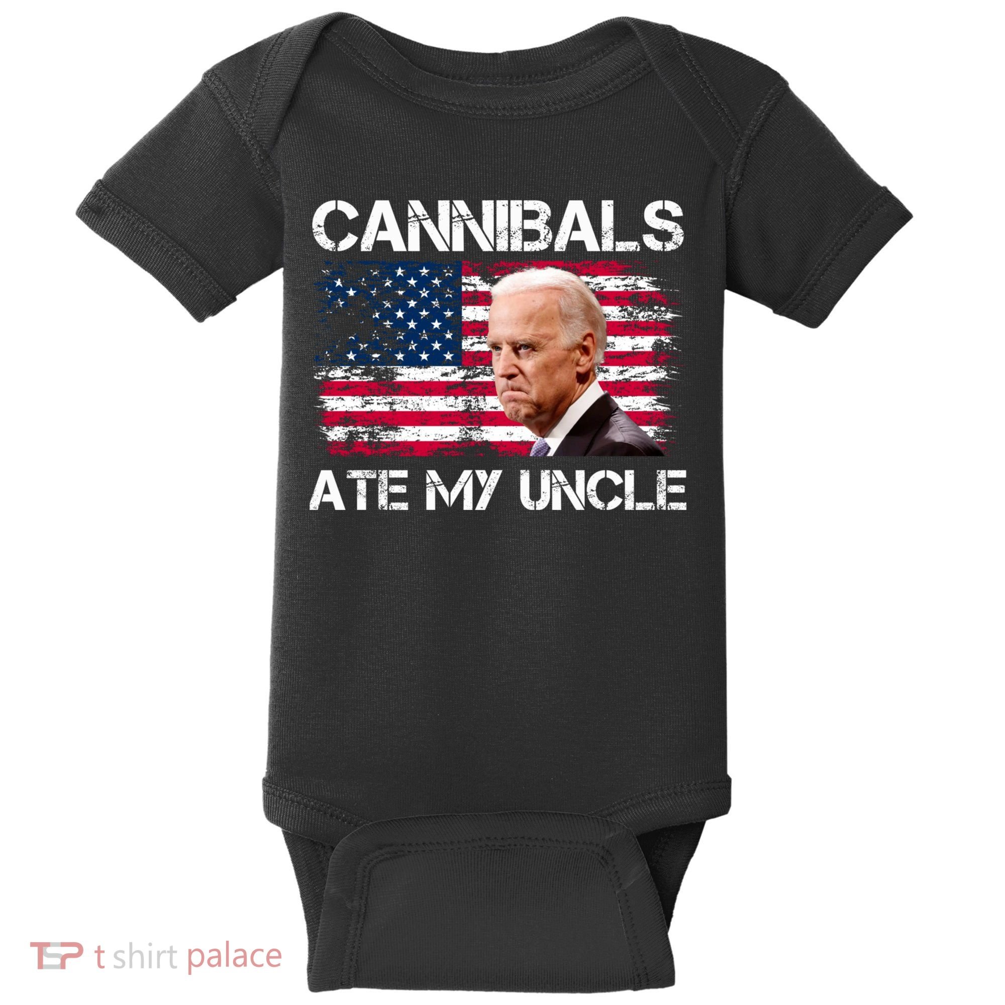 Cannibals Ate My Uncle Us Flag Biden Vinatge Baby Bodysuit
