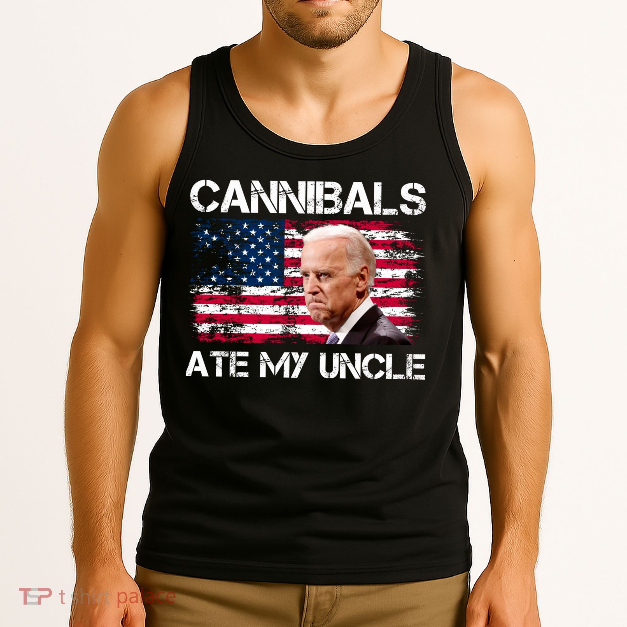 Cannibals Ate My Uncle Us Flag Biden Vinatge Tank Top