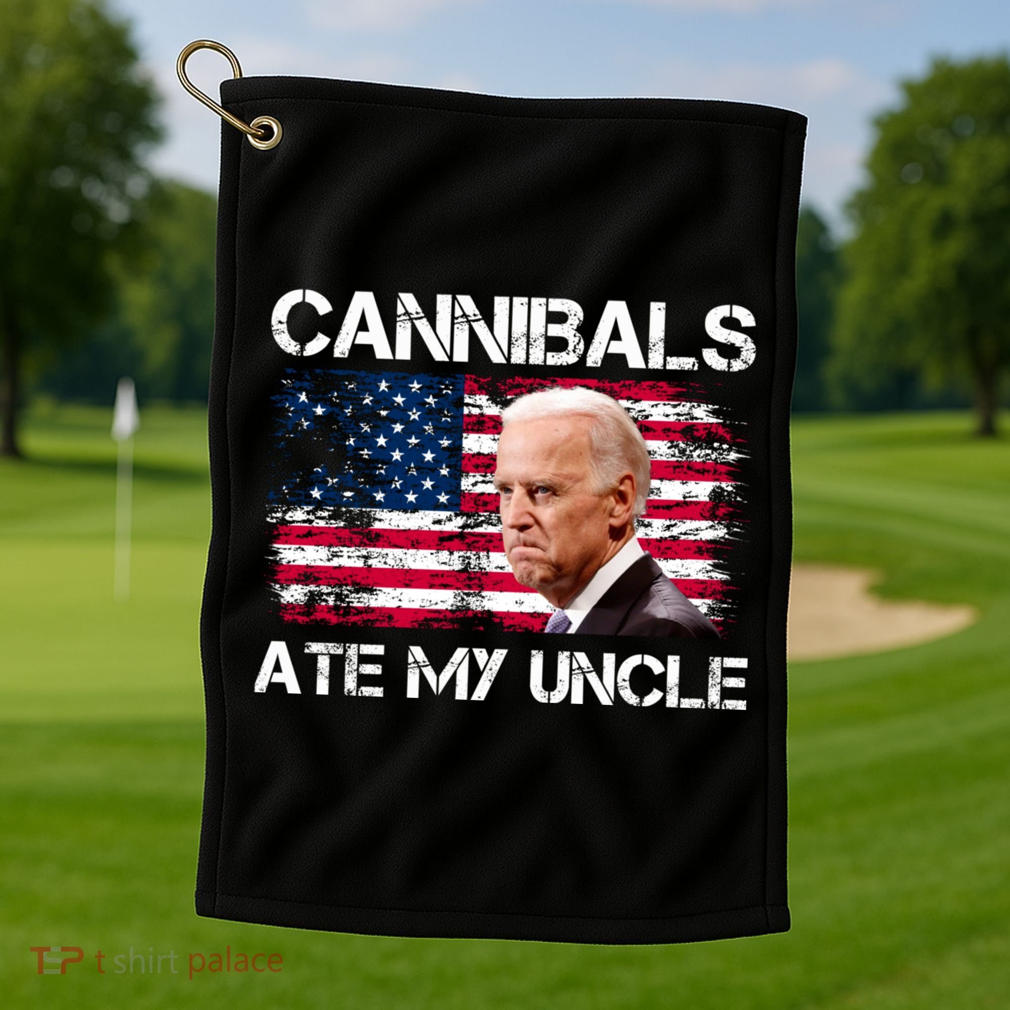 Cannibals Ate My Uncle Us Flag Biden Vinatge Golf Towel