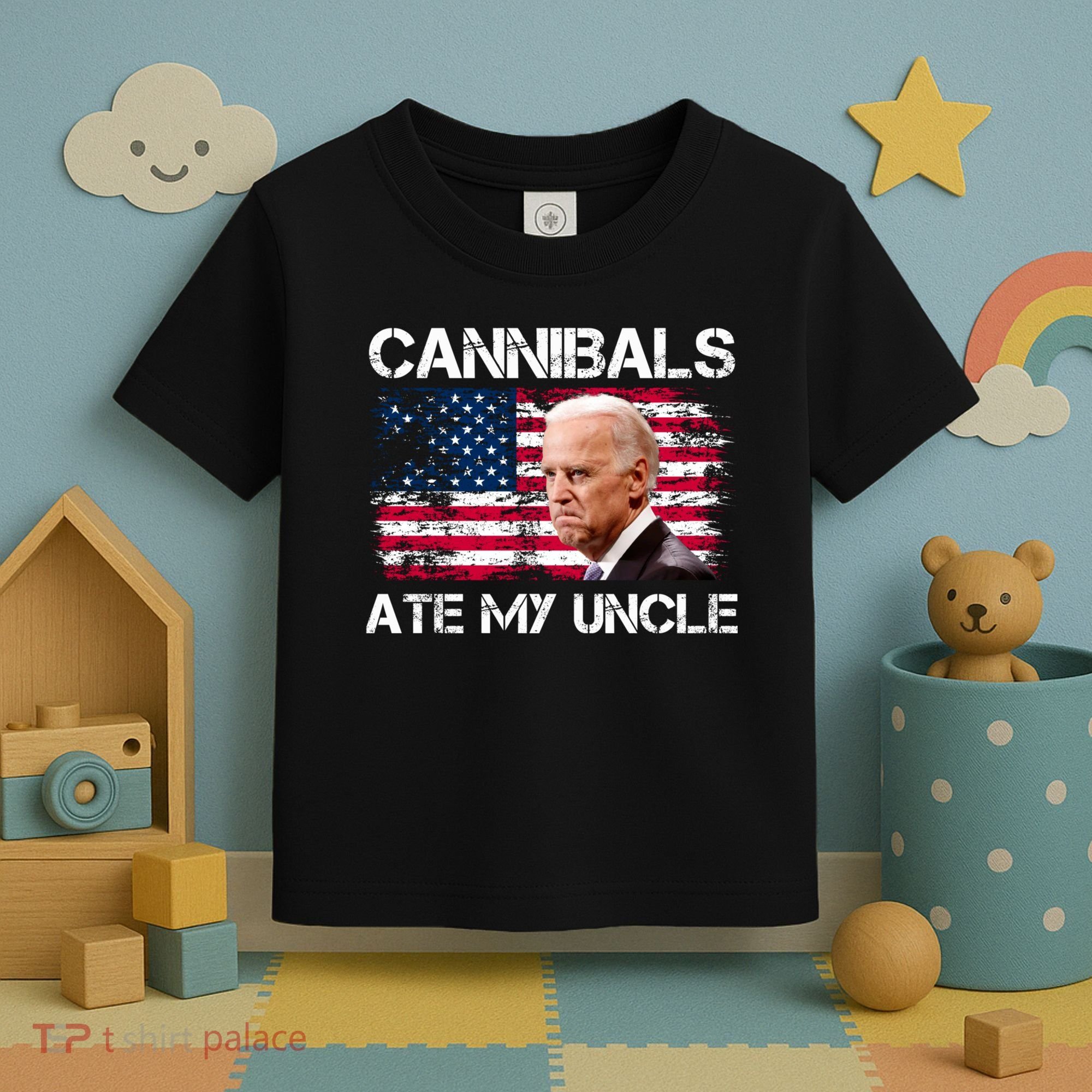 Cannibals Ate My Uncle Us Flag Biden Vinatge Toddler T-Shirt