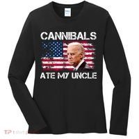 Cannibals Ate My Uncle Us Flag Biden Vinatge Women's Long Sleeve Shirt thumb 0