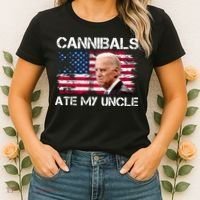 Cannibals Ate My Uncle Us Flag Biden Vinatge Women's T-Shirt thumb 2