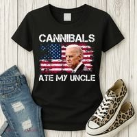 Cannibals Ate My Uncle Us Flag Biden Vinatge Women's T-Shirt thumb 3