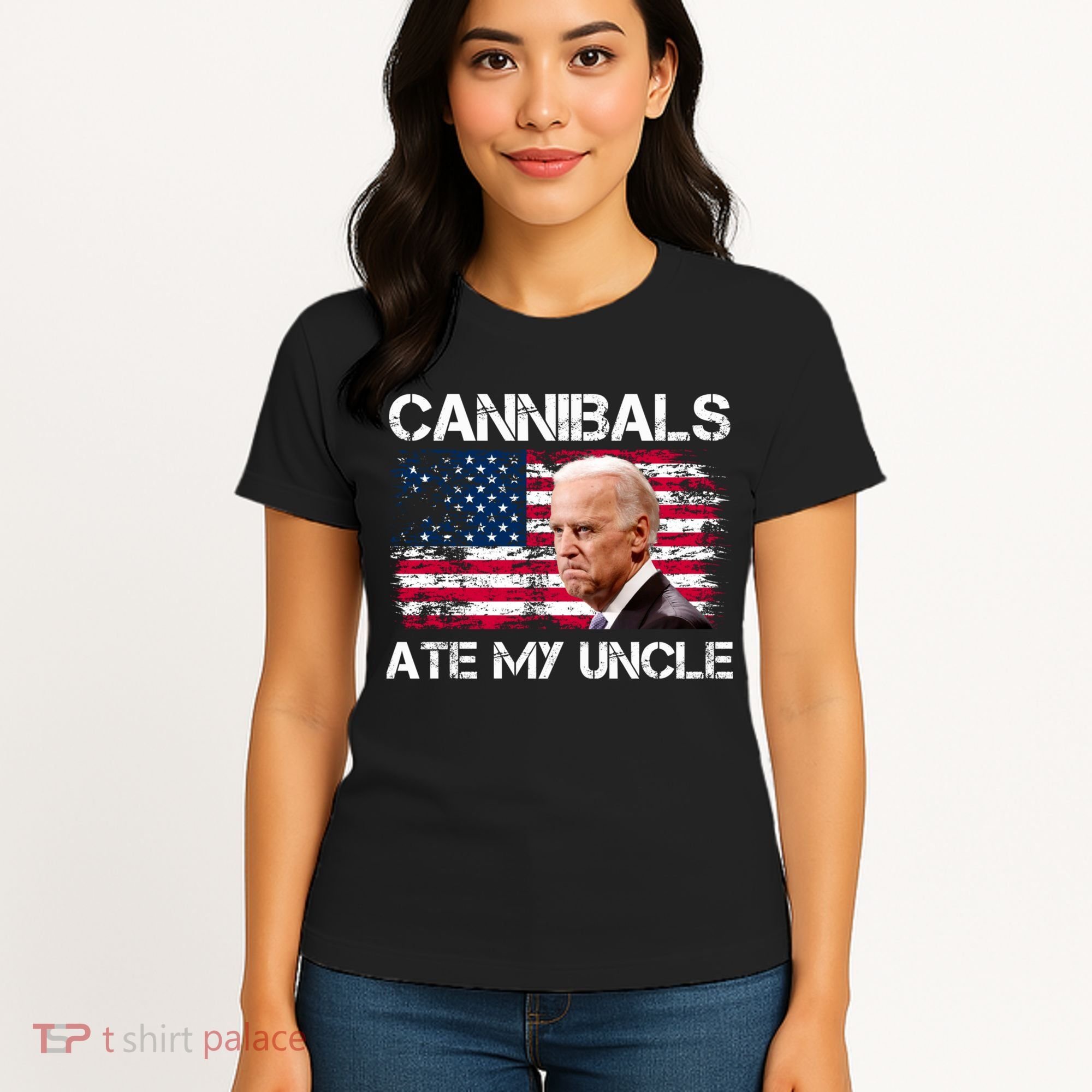 Cannibals Ate My Uncle Us Flag Biden Vinatge Women's T-Shirt