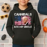 Cannibals Ate My Uncle Us Flag Biden Vinatge Kids Hoodie thumb 2