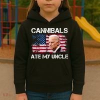 Cannibals Ate My Uncle Us Flag Biden Vinatge Kids Hoodie thumb 3