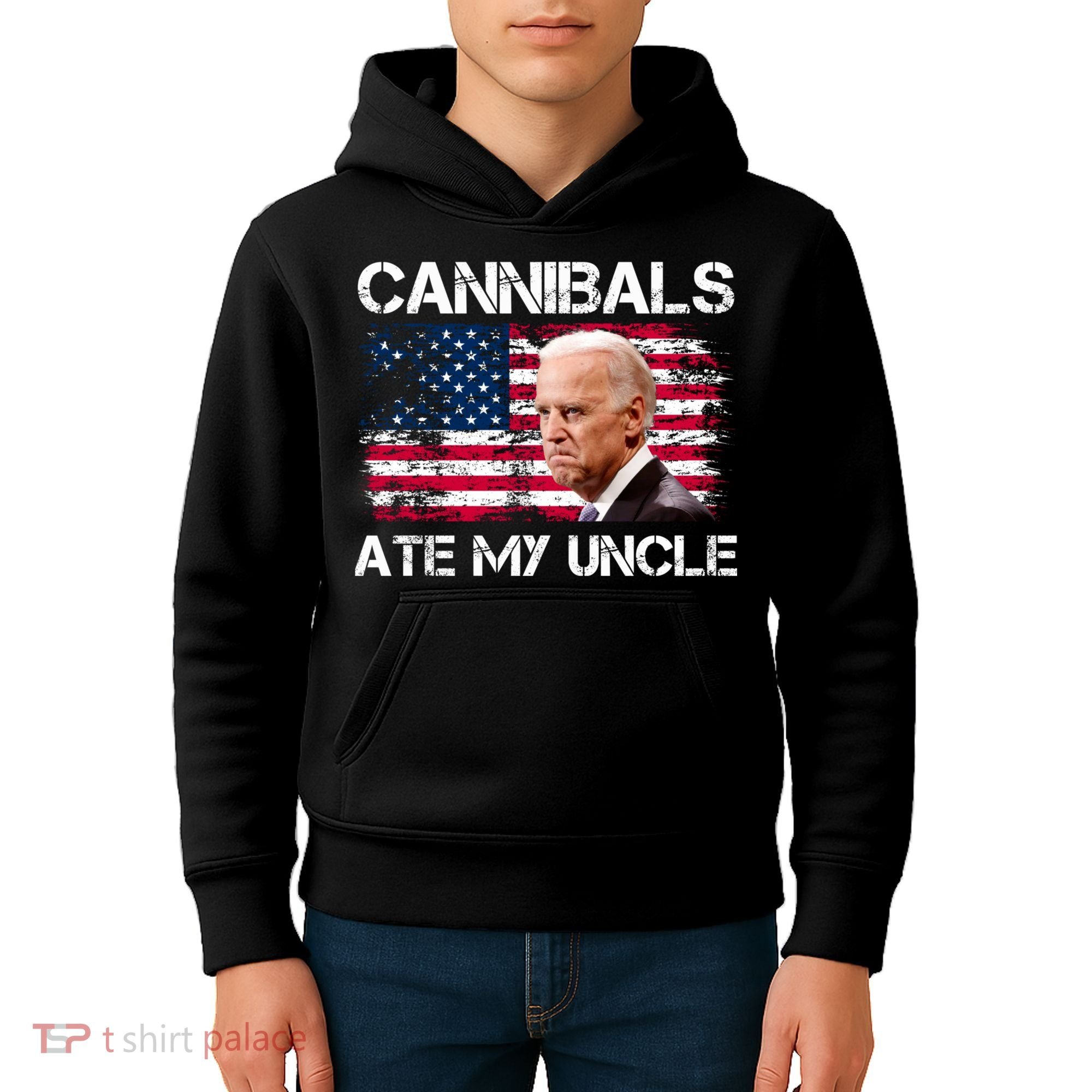 Cannibals Ate My Uncle Us Flag Biden Vinatge Kids Hoodie