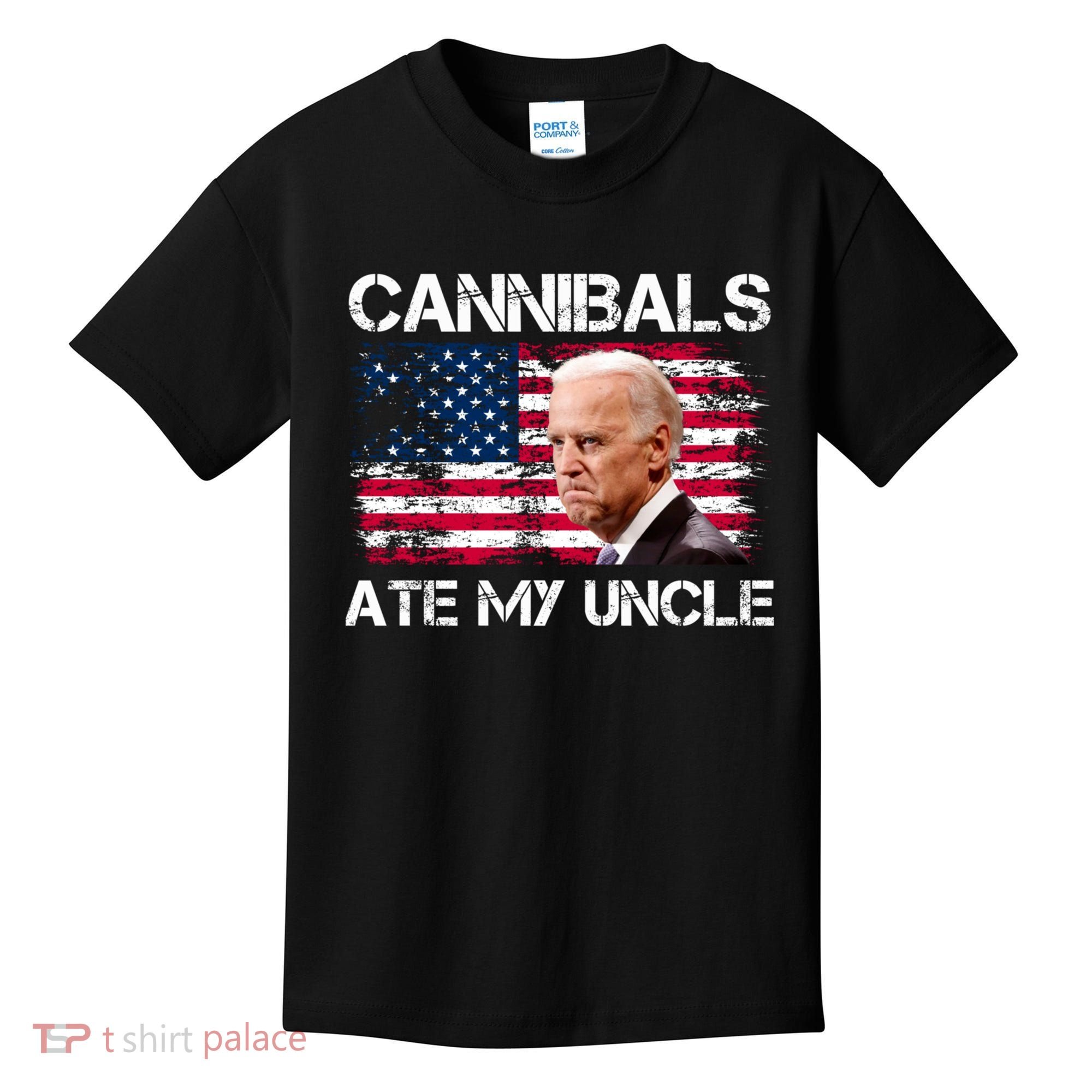 Cannibals Ate My Uncle Us Flag Biden Vinatge Kids T-Shirt