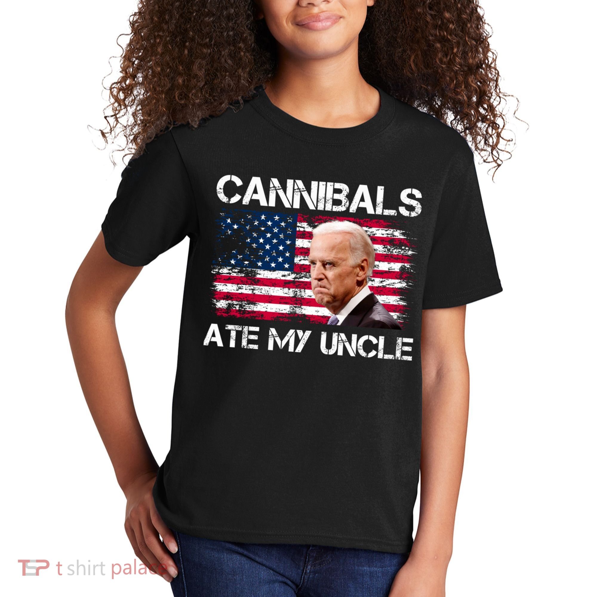 Cannibals Ate My Uncle Us Flag Biden Vinatge Kids T-Shirt