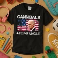 Cannibals Ate My Uncle Us Flag Biden Vinatge Kids T-Shirt thumb 3