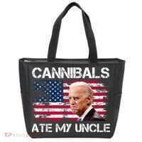 Cannibals Ate My Uncle Us Flag Biden Vinatge Tote Bag thumb 0