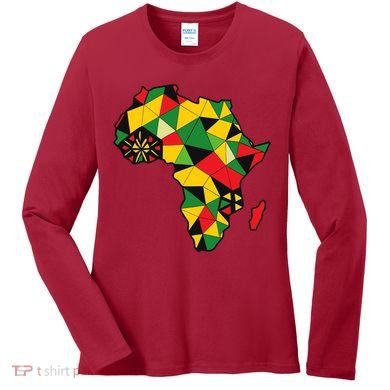 Colourful Africa Map Cloth Gift For African Lover Women's Long Sleeve Shirt