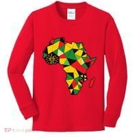 Colourful Africa Map Cloth Gift For African Lover Kids Long Sleeve Shirt thumb 0
