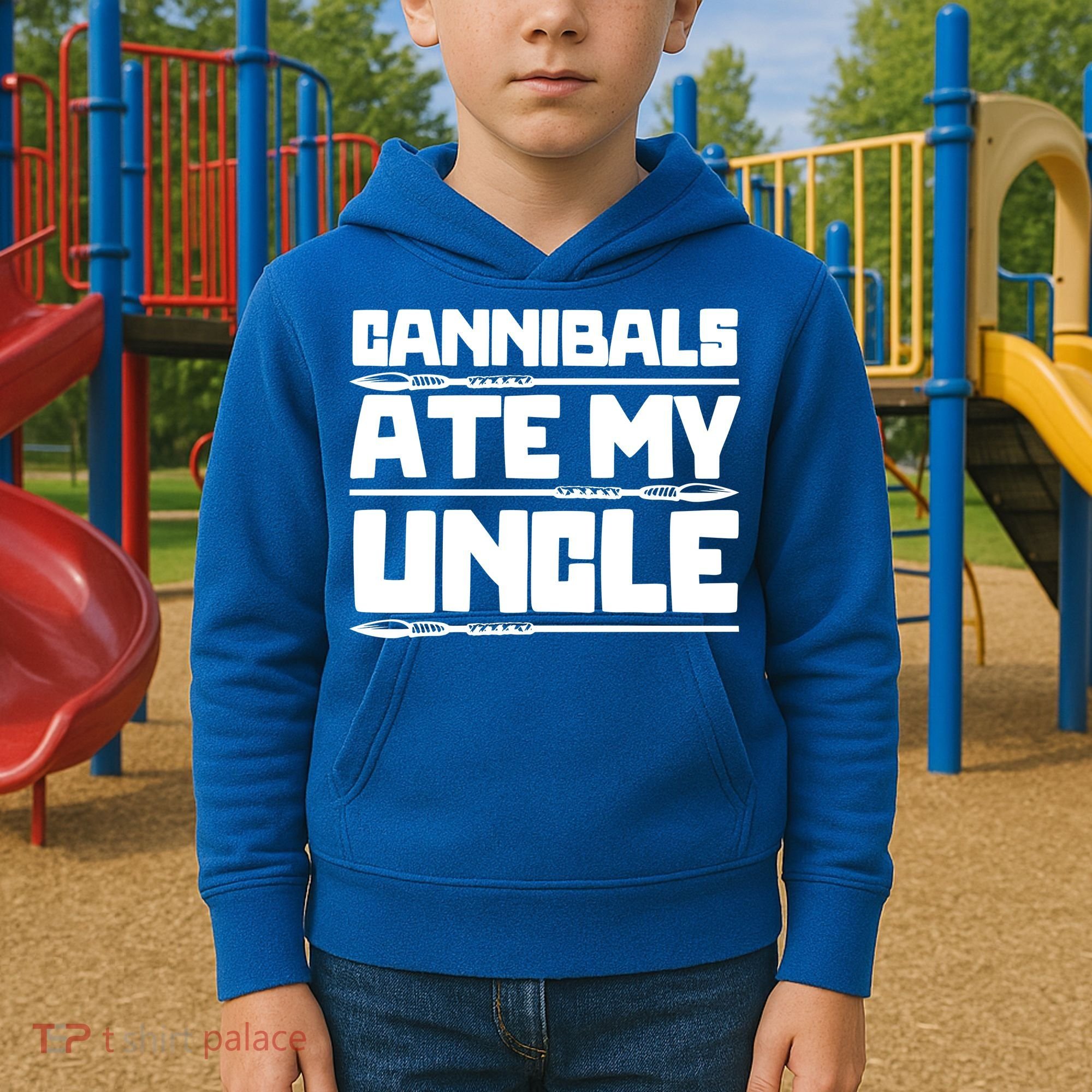 Cannibals Ate My Uncle Joe Biden Political Satire Trump 2024 Kids Hoodie