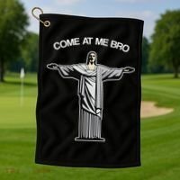Come At Me Bro Funny Jesus Golf Towel thumb 1