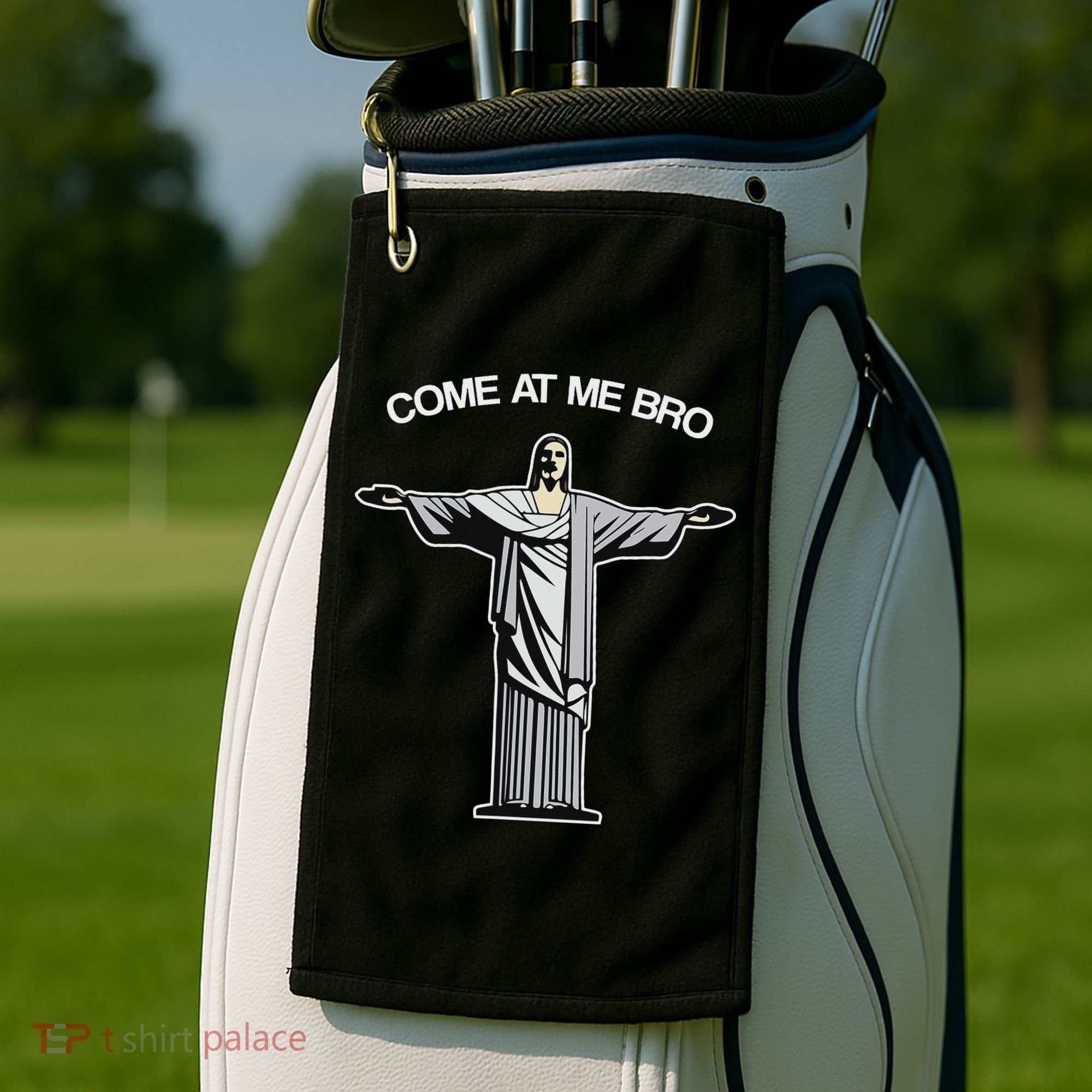 Come At Me Bro Funny Jesus Golf Towel