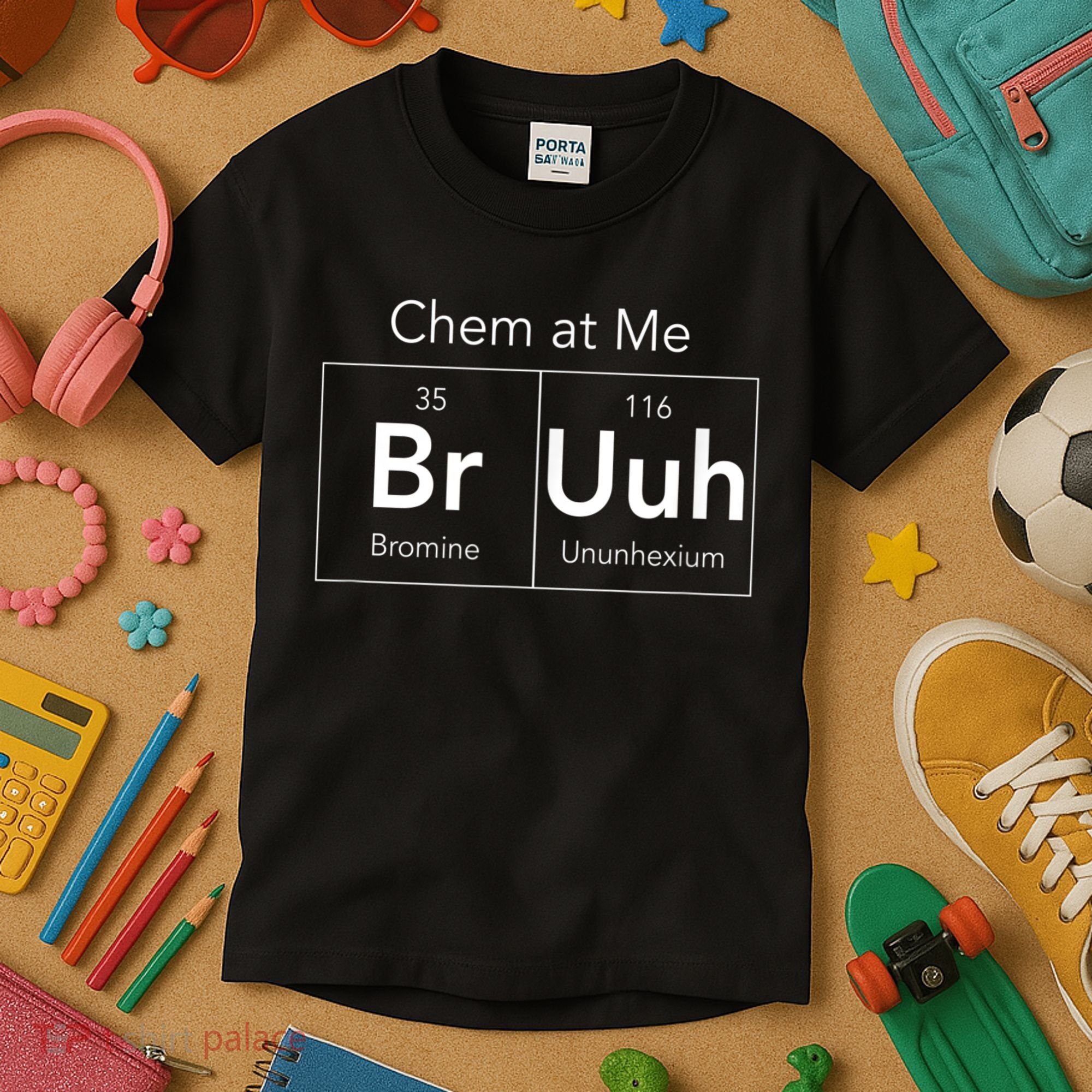 Chem At Me Bruh Funny Chemistry Pun Kids T-Shirt
