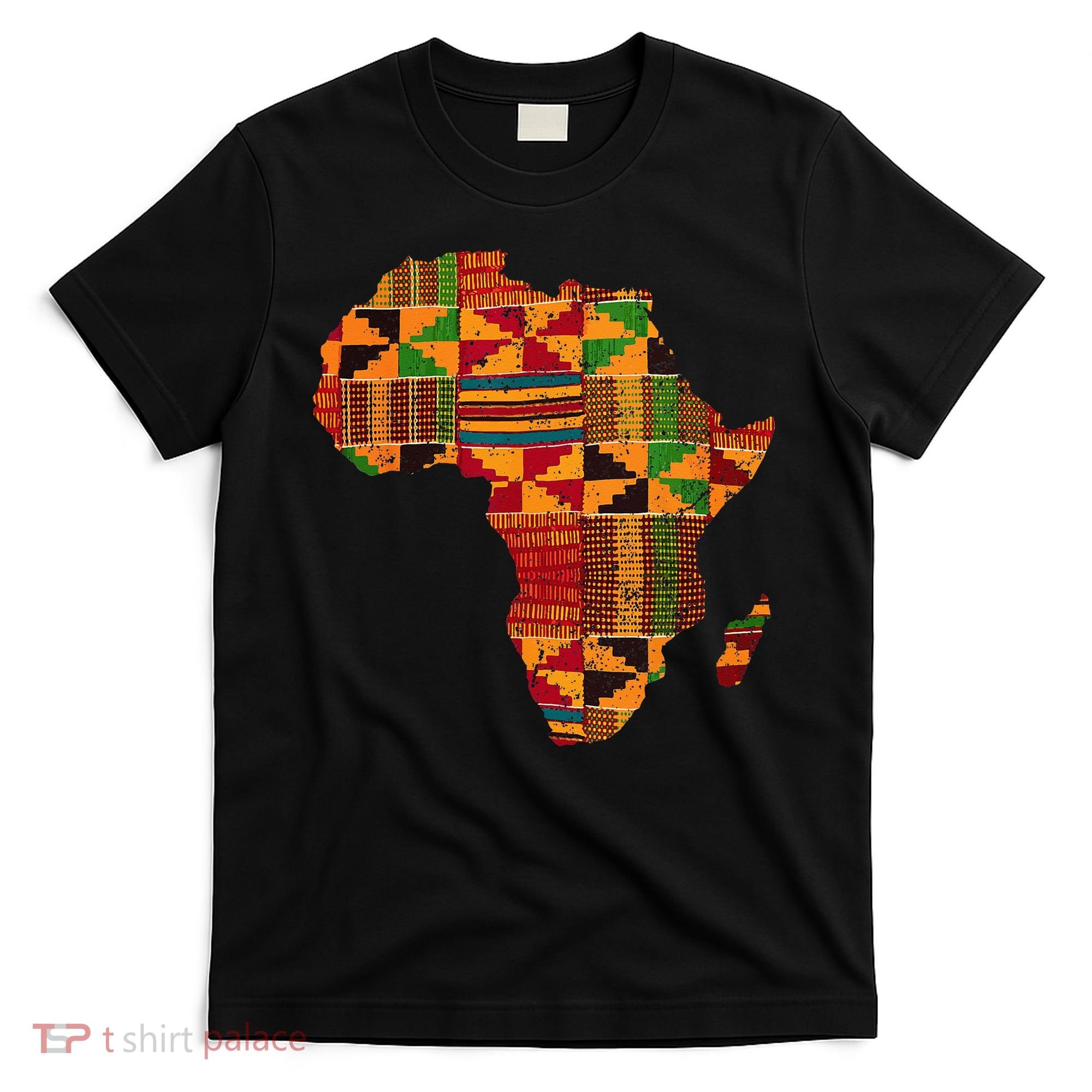 Cool Africa Map Kente Cloth Gift For Men Women African Lover T-Shirt