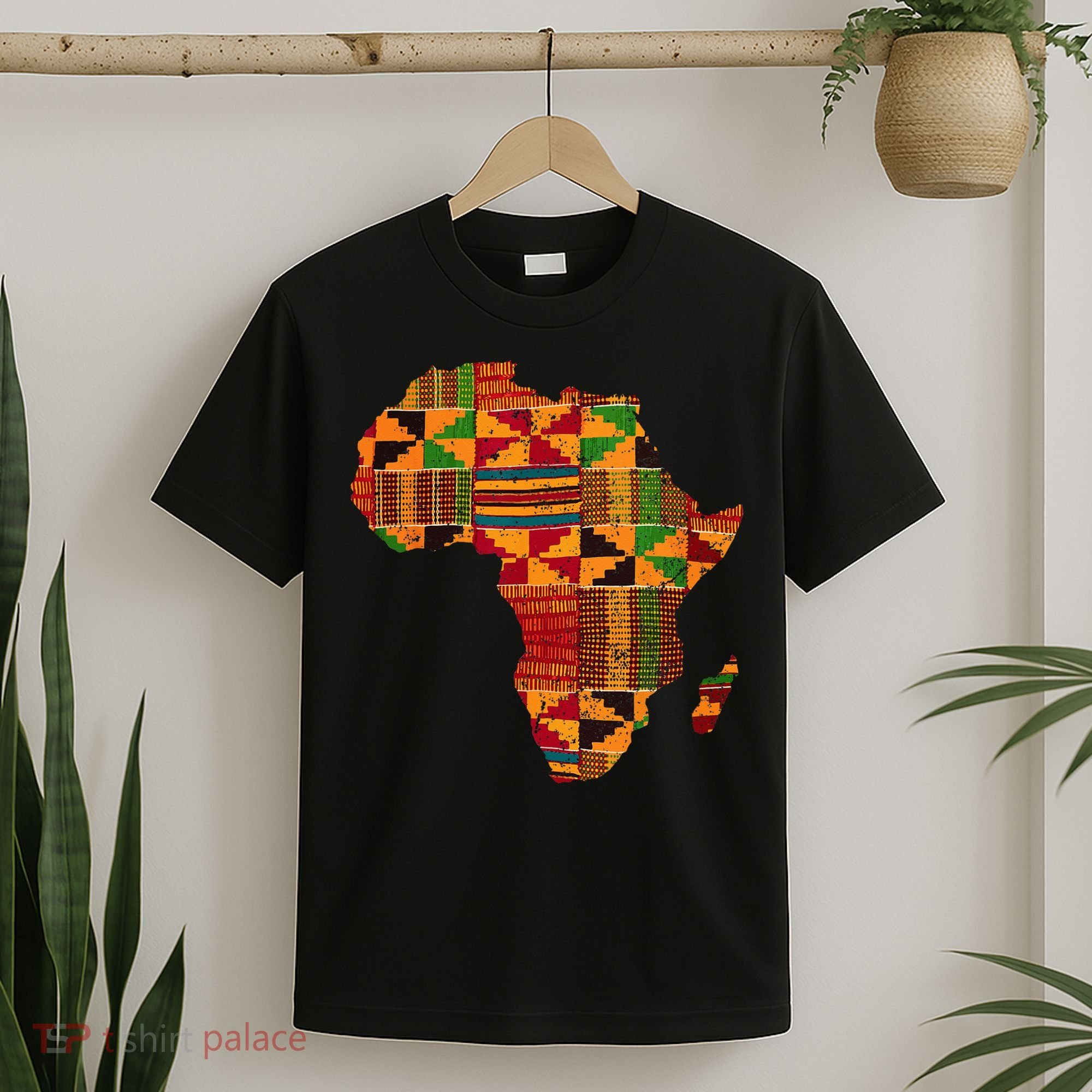 Cool Africa Map Kente Cloth Gift For Men Women African Lover T-Shirt