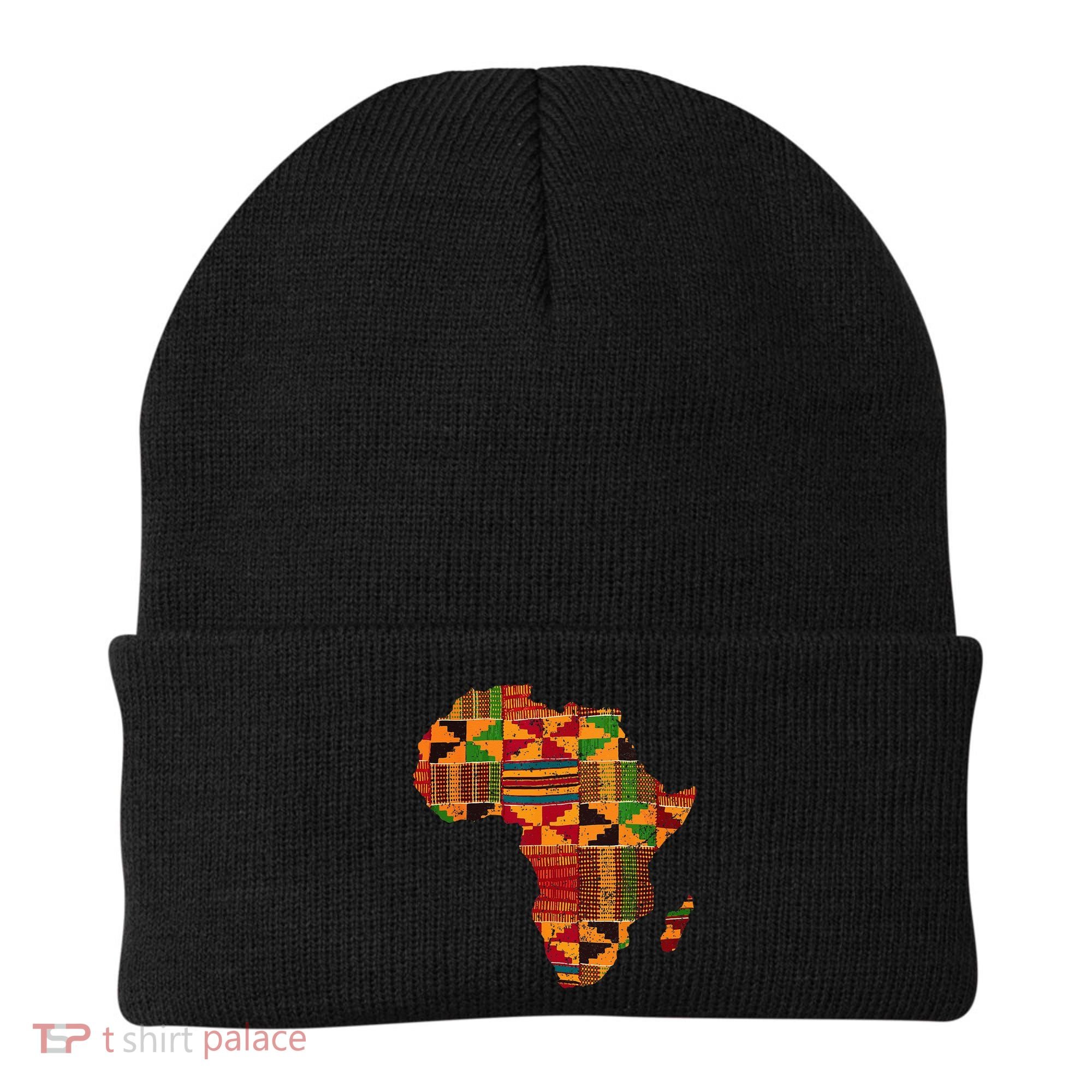 Cool Africa Map Kente Cloth Gift For Men Women African Lover Beanie