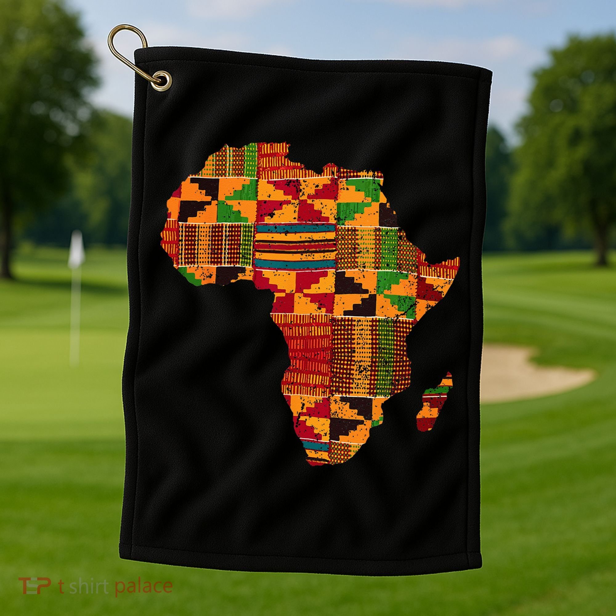 Cool Africa Map Kente Cloth Gift For Men Women African Lover Golf Towel