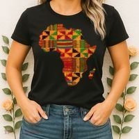 Cool Africa Map Kente Cloth Gift For Men Women African Lover Women's T-Shirt thumb 2