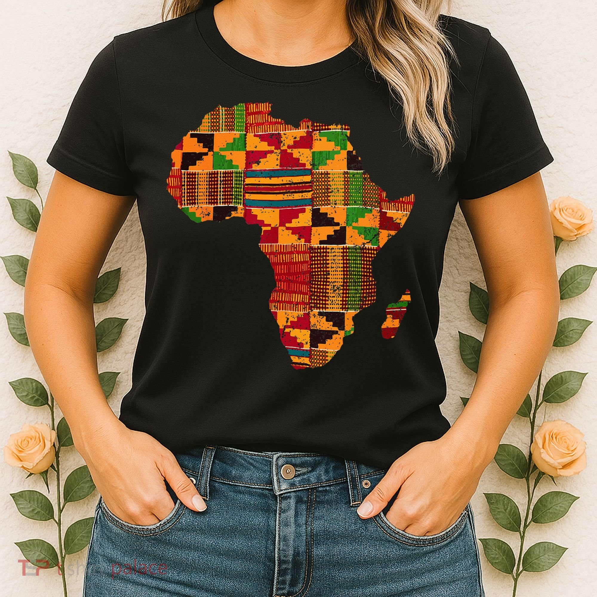 Cool Africa Map Kente Cloth Gift For Men Women African Lover Women's T-Shirt